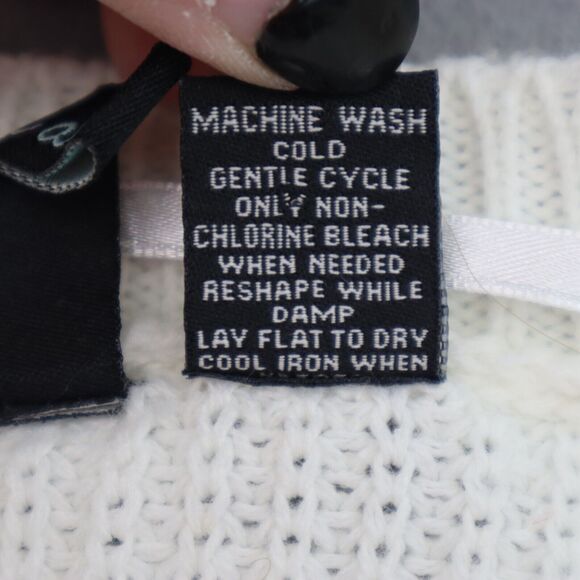 Free For All Sweater Womens XL White Fringe Long Sleeve Crew Neck Pullover - Picture 3 of 16